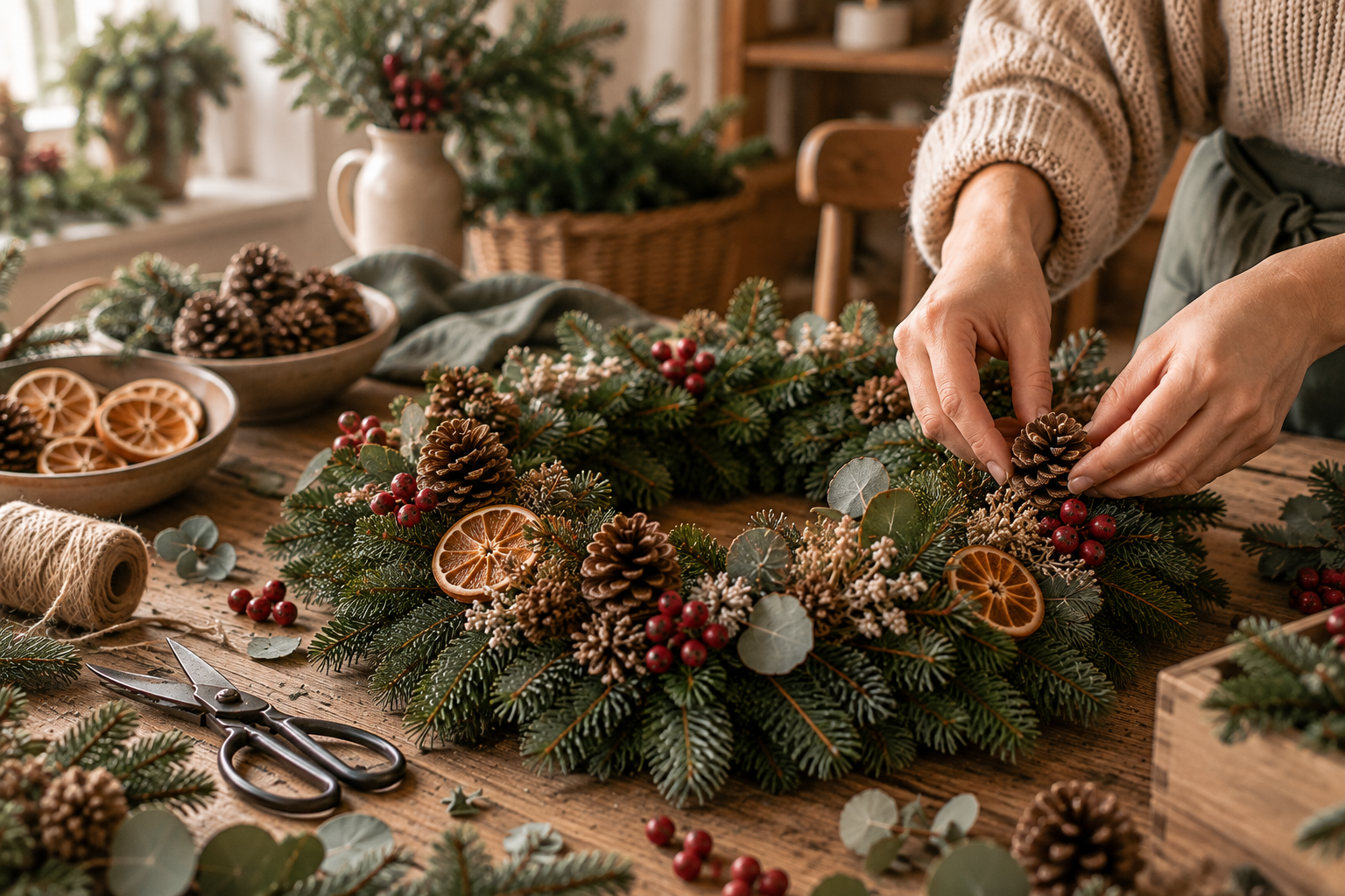Selbst gestalteter Adventskranz